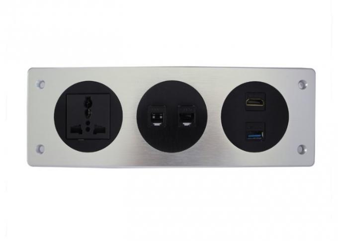 High-End Custom Silver Color Aluminum Panel Universal Desktop Power Sockets For Table And Wall