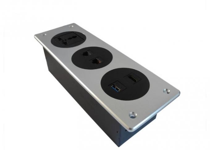 High-End Custom Silver Color Aluminum Panel Universal Desktop Power Sockets For Table And Wall