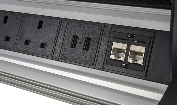 Desktop Power Flip Up Sockets Black Color Extension With 2 Fast USB Charger