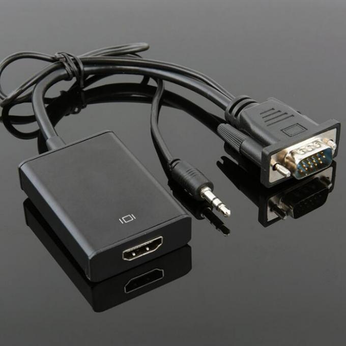 Hdmi Adapter Junction  Cable Cubby Box Vga Turn Converter With Audio / Power Supply