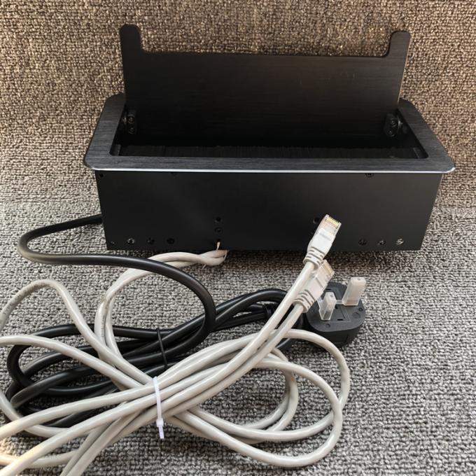 Universale Power Data RJ45 Desktop Socket Box / Black Color Tabletop Mounted Power Net Box For Office Desks