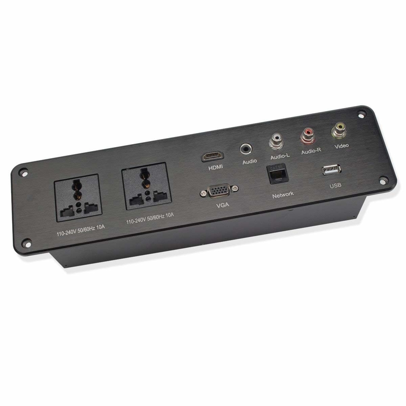 Multi-Media Desk Mount Power Outlet Data Center Distribution HDMI VGA RJ45 Audio USB Power Plug For Training Room