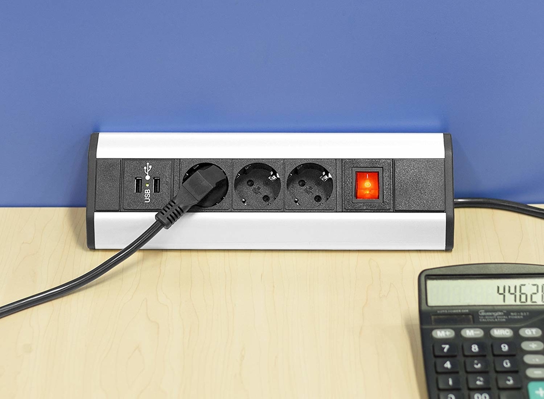 3,500 Watts Mountable Power Strip , Desk Power Outlet Inconspicuous Design