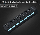 LED Light Display Splitter USB Table Hub 2.0 7 Port With Independent Switch  Converter Multi - Interface