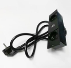 Black European Power Outlet Office Furniture Concealed With Dual USB Socket