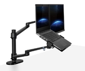 Black Notebook LCD Stand / Dual Computer Stand Lift Rotation Increase Bracket