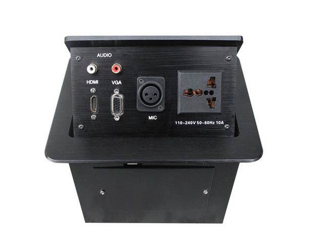 Brushed Black Color Pop Up Power Socket 10a Customized Hdmi VGA Port