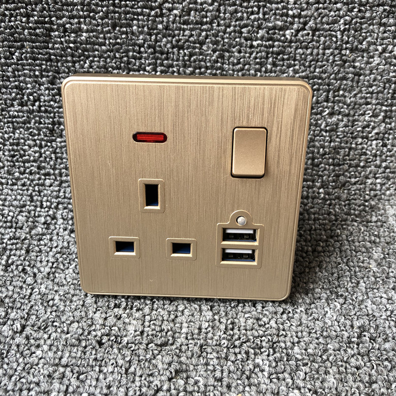 UK Power Independent Dual USB Wall Switch Socket For Apartment / Home